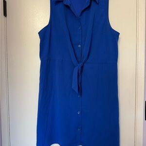 Nine West Royal Blue Sleeveless Button-Down Dress